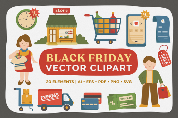 Boost Your Black Friday Campaign with the Cutest Vector Clipart Pack
