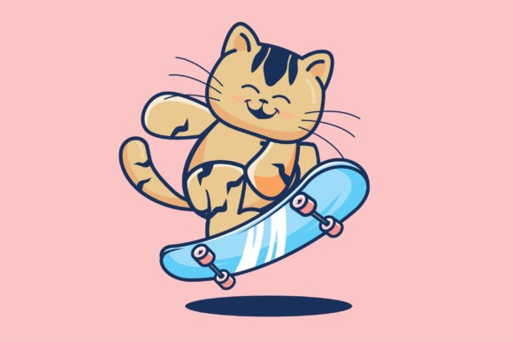 Cute Cat Playing Skateboard: A Fresh Creative Resource