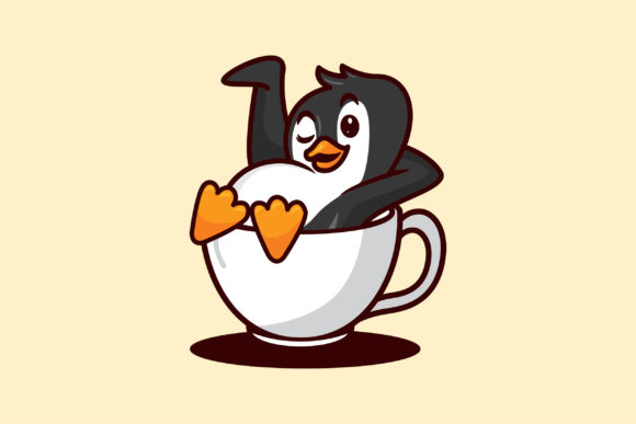 Cute Penguin Laying in a Cup