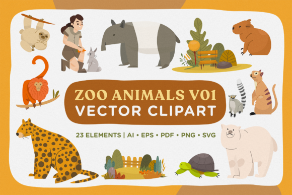 Cute Zoo Animal Vectors for Creative Design Projects