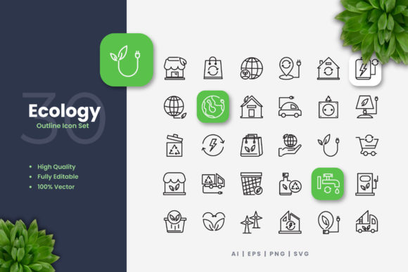 Ecology Icons: Clean, Versatile Design for Modern Visual Projects