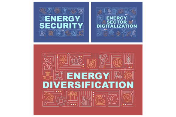 Energy Security Word Concepts Banner Set: Practical Design Solutions for Modern Communication Needs